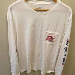 Vineyard Vines White Long Sleeve Tee with Logo
